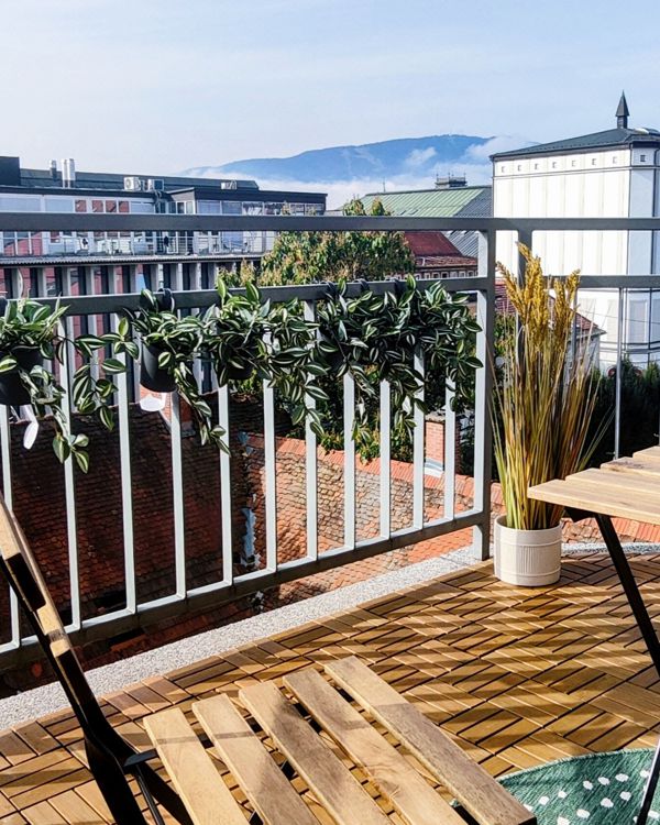 Scenic terrace overlooking the city skyline